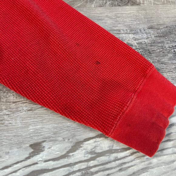Vintage Sun Wear Red Thermal Long Sleeve Shirt 2XL | Waffle Knit Heavyweight - Picture 3 of 7